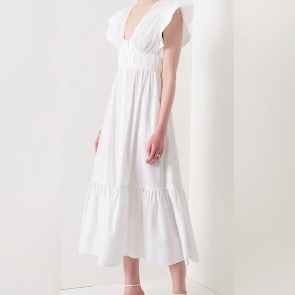 Greta RUFFLE SLEEVE DRESS | Derek Lam 10 Crosby NWT | White | Size 4 - Picture 5 of 7